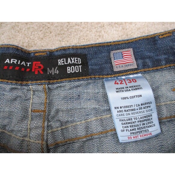 Ariat FR Jeans Men 42x29 Blue Denim M4 Low Rise Boot Fire Resistant Work Pants - Picture 6 of 11